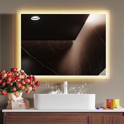 Badspiegel mit Beleuchtung 80x60cm led Lichtspiegel 3000K Warmweiß Wandschalter Vertikal/Horizontal