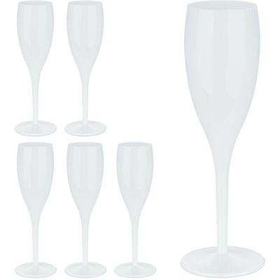 Relaxdays - Sektgläser Kunststoff, 6er Set, bruchfest & BPA-frei, Mehrweg Champagner Gläser, 100 Image