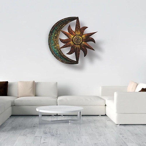 décoration murale soleil lune en métal, décoration murale soleil plat, décoration murale soleil et lune, art mural soleil, décoration de jardin décoration murale soleil, art mural soleil extérieur,