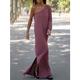 Robe casual Femme robe longue Couleur monochrome Vêtement de rue Décontractées Extérieur du quotidien Vacances Fendu Accueil froid manche longue Une Epaule Robe Standard Noir Rouge Gris foncé Et