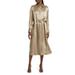 Anina Long Sleeve Satin Midi Shirtdress