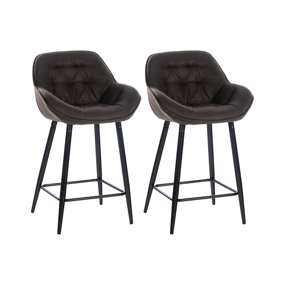Lot de 2 Tabourets de bar Avec accoudoirs tissu Marron