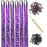 kit tinsel per capelli neri con strumento 6 pezzi 1200 ciocche tinsel per capelli resistente al calore capelli fata scintillanti brillanti estensioni dei capelli tinsel glitter per donne ragazze