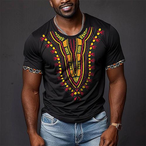 Men's Graphic Tribal T shirt Short Sleeve T shirt 3D Print Crew Neck Shirt Retro Vintage Ethnic Boho Sports Outdoor Holiday Going out Black Blue Spring Summer Clothing Apparel S M L XL 2XL 3XL