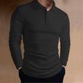 Men's Button Up Polos Golf Shirt Casual Sports Lapel Long Sleeve Fashion Basic Plain Textured Button Spring Fall Regular Fit Wine Black White Blue Button Up Polos