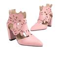 Women's Boots Sandals Boots Summer Boots Daily Vacation Cut-out Chunky Heel Pointed Toe Bohemia Vintage Faux Suede Zipper Light Brown Black Pink