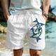 Men's Shorts Summer Shorts Beach Shorts Drawstring Elastic Waist Print Animal Ocean Comfort Breathable Short Outdoor Holiday Going out Cotton Blend Hawaiian Casual Black-White White Blue