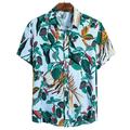 Men's Shirt Button Up Shirt Casual Shirt Summer Shirt Beach Shirt Light Green Pink Blue Purple Light Blue Short Sleeve Flower / Plants Shirt Collar Outdoor Going out Print Clothing Apparel Streetwear