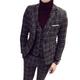 Khaki Dark Gray Men's Wedding Business Suits 3 Piece Plaid Checkered Slim Fit Single Breasted One-button 2024