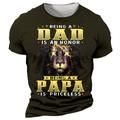 Being a Dad Is an Honor Lion Daily Designer Retro Vintage Men's 3D Print T shirt Tee Sports Outdoor Holiday Going out T shirt Black Dark Green Army Green Short Sleeve Crew Neck Shirt Summer Clothing