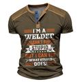 I'm a Welder I Can't Fix Stupid but I Can Fix What Stupid Does Men's Street Style 3D Print Henley Shirt Waffle T Shirt Sports Outdoor Casual Holiday T shirt Black Navy Blue Brown Short Sleeve Henley