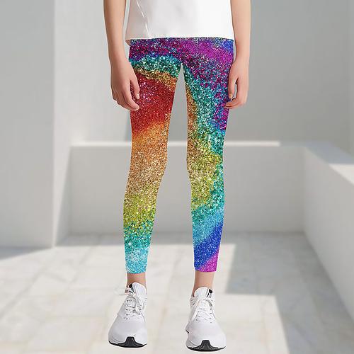 Girls' 3D Graphic Color Block Rainbow Leggings Summer Spring Active Cute Streetwear Kids 3-12 Years Outdoor Street Sport Slim