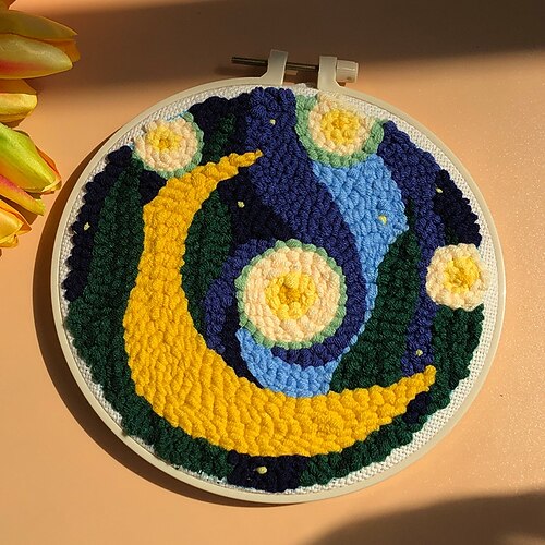 1 Set DIY Strickstick-Kit süßes Tiermuster DIY Basis Starter Stickübung Set mit Stickrahmen Farbigen Fäden Nadeln Anleitungen kreatives Basis Stickset für Weihnachtsgeschenk Image