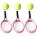 3 Sets Mini House Tennis Set Miniature Tennis Racket Mini Tennis Ball Photography Props