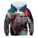 Kinder Mädchen Jungen Kapuzenpullover Pullover Tier Katze Langarm Tasche Kinder Top Lässiger Kapuzenpullover bezaubernd täglich weiß gelb blau Herbst 7–13 Jahre