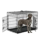 YRLLENSDAN 48inch Dog Crate Extra Large Dog Crate with Divider & Double-Door Dog Kennel Indoor Metal Dog Crate Dog Cage Foldable Dog Crate Black
