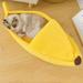 USCCE Pet Cat Dog Houses for Indoor Autumn Winter Self-Warming Pet Tent Cave Cat Beds for Cats/Small Dogs Cute Banana Shape Cave Pet Beds Detachable Indoor Interactive Toy Houses Yellow/M