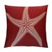 COMIO Seas The Day Throw Pillow Cover Beach Starfish On Red Background Cushion Cover Coastal Sea Theme Home Decorative Pillowcases for Sofa Couch Porch