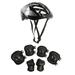 7Pcs Safety Helmet Scooter Bike Adult Armor Protective Knee Elbow Pad Wrist Guard Shield Set for Multi-Sport Black 22cm*17cm*8cm