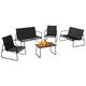 Salon de jardin bas malaga 6 places avec canapé, fauteuils et table noir et bois