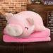 40-75CM Squishy Pig Stuffed Doll Lying Plush Piggy Toy Animal Soft Plushie Hand Warmer Pillow Blanket Kids Baby Comforting Gift 60cm 3-in-1 pink close eyes