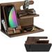 WiredMonkey Wood Phone Docking Organizer - Hand-Crafted Premium & Durable Phone Docking Nightstand Station with Non-Slip Base - Compatible with AirPods iPad iPhones iPods Keys & Android Devices