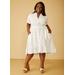 Plus Size Embroidered Linen-Blend Dress