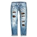 SZXZYGS Womens Jeans High Waisted Bootcut Womens Jeans Baseball Print Ripped Pants Easter