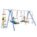 Swing Sets for Backyard 5 in 1 Heavy-Duty Metal Swing Sets for Backyard with 2 Swings Climbing Ladder and Swing Circle A-Frame Swing Set for Outdoor Backyard Playground