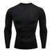 WUWUQF Long Sleeve Tee Shirts for Men Mens Fitness Running Sports T Shirt Thermal Muscle Athletic Gym Compression Clothes Clothing Black