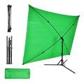 2x1.5m/ 6.5x4.9ft Green Screen Backdrop Photography Background with Adjustable Tripod Cross-Shaped Stand for Streaming Gaming Studio Photography