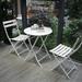 3 Pieces Folding Patio Bistro Set Round Wood Table and Chairs Foldable Outdoor Furniture Set for Patio Backyard Garden Poolside White