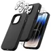 Silicone Case Designed for Apple iPhone 15 Pro Liquid Silicone Case 5 in 1 Bundle Phone Case with 2 Clear Tempered Glass and 2 Camera Lens Shockproof Case for Apple iPhone 15 Pro Black