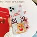 Pearl Marble Christmas Case Glitter Soft TPU Shell Pattern 3D Cute Cartoon Snowman Bear Santa/Elk Flexible Festival Gift Phone Case For iPhone13/13Mini/13Pro/13ProMax iPhone12/12Mini/12Pro/12ProMax