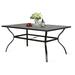 Ulax Furniture 6-Person Patio Outdoor Dining Table Rectangular Metal Slatted Table with Umbrella Hole Classic Black