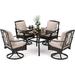 Perfect 7 PCS Patio Dining Set Outdoor Table and Chair Furniture Set with 6 Metal Swivel Chairs and 1 Retangle Wood-Like Table 1.57 Umbrella Hole