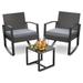 3 Piece Wicker Patio Furniture Set Outdoor Rocking Chairs Outdoor Furniture with Table & Cushions Patio Chairs Balcony Porch Furniture Gray