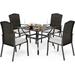 Perfect VALLEY Patio Dining Set 5 PCS C Spring Outdoor Dining Sets Wicker Patio Chairs with Cushion 37\u201Dx37\u201Dx28\u201DSquare Table 1.57 Umbrella Hole for Outdoor Kitchen Lawn