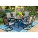 Perfect VILLA 7 Piece Outdoor Patio Dining Set with 6 Swivel Chairs High Back and 1 Rectangle Metal Table for Yard Garden Pool Textilene Furniture Set for All-Weather
