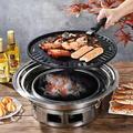 1 Set Korean BBQ Grill Pan Korean Grill Korean Cookware Stove Top Grill Charcoal Grills Smokeless Grill Indoor Grill Non Stick Round Portable Gas Grill Barbecue Cooker Set BBQ Accessories