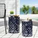 Christopher Knight Home Mathena Outdoor Metal Side Tables (Set of 2) by Navy Blue