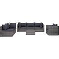 Perfect Furniture Sets 5 Piece Patio Lounge Set with Cushions Poly Rattan Black Outdoor Benches Outdoor Tables for Conversation Dining