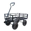 Yone jx je Wagon Garden Cart 600 lbs Capacity Metal Garden Cart with 4 Air Tires Utility Heavy Duty Garden Carts and Wagons for Easier Transport of Firewood Yard Work Black