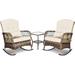 Popular 3 Pieces Patio Conversation Set w/ 2 Rattan Wicker Rocking Chairs and Glass Table for Garden Backyard Lown Porch (Green)