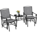 Alden Design 2-Person Texteline Patio Glider Chair W/ Table for Outdoor Gray