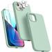 Silicone Case Designed for Apple iPhone 13 Mini Liquid Silicone Case 5 in 1 Bundle Phone Case with 2 Clear Tempered Glass and 2 Camera Lens Shockproof Case for Apple iPhone 13 Mini Teal