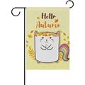 Hyjoy Hello Autumn Cat Garden Flag Yard Banner Polyester for Home Flower Pot Outdoor Decor 12X18 Inch