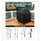 58-Inch Waterproof Grill Cover including Stainless Steel Spatula Fork Brush Sets