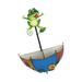 Miulika Railing Flower Pot Hanging Wall Planter Garden Art Decorative Creative Umbrella Flowerpot Wall Mount Plant Pot for Deck Fence green frog