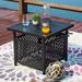 Outdoor Square Side Table Black Metal Frame Tables Patio Dining Bistro Table with Umbrella Hole Deck Garden Pool Furniture (22 x 22 )